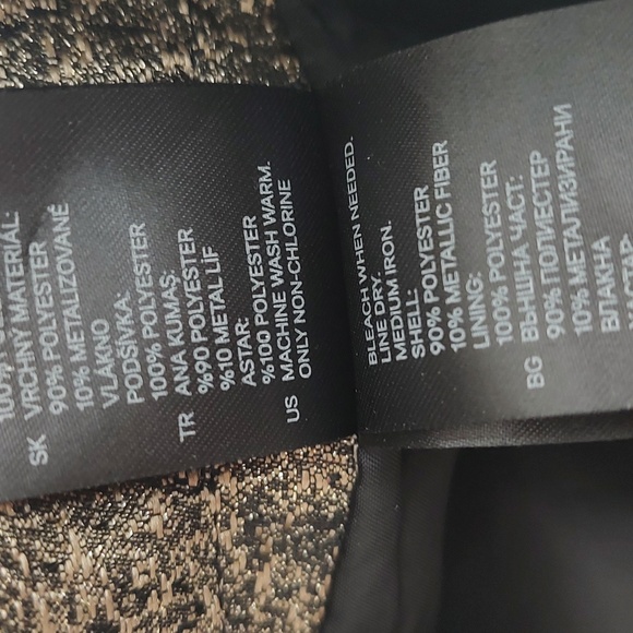 New H&M Gold Sparkly Black Metallic Pencil Skirt Pockets S / 3 / 4 / 6 Waist 28" - Picture 7 of 7